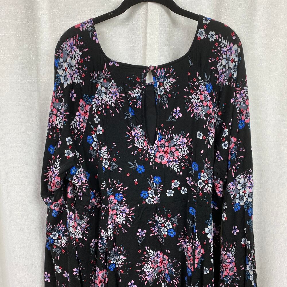Torrid Black&Pink Floral Challis Mini Dress Sz.24W - Picture 10 of 14